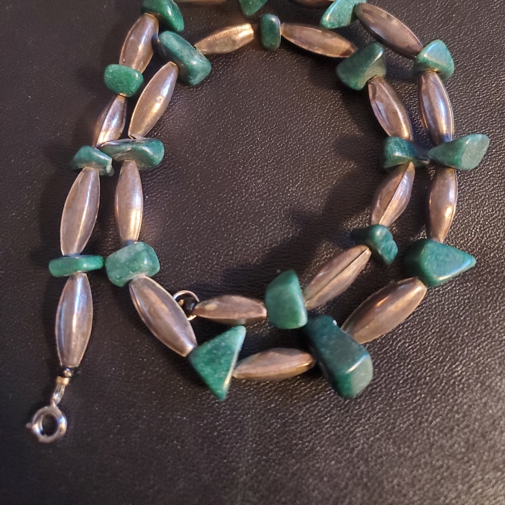 Mens Native American Sterling Silver Necklace Vintage Sterling Beads 25" L - Picture 3 of 5